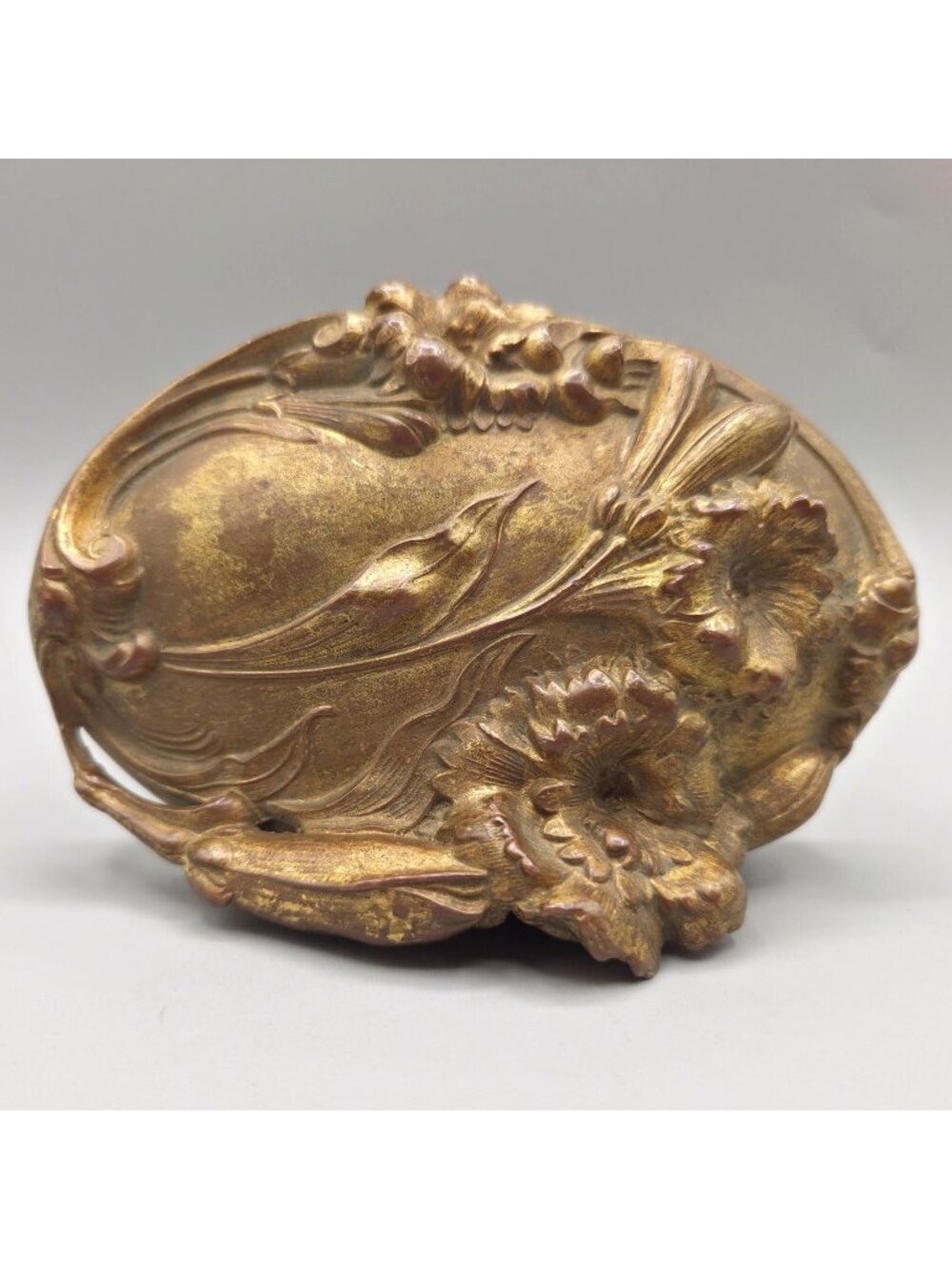 Antique Art Nouveau Gilded Cast Metal Jennings Bros Casket Lid or Plaque